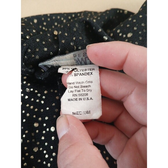 Vintage SMU Design Shirt Womens M Mock Neck Black & Gold Short Sleeve - Picture 5 of 7